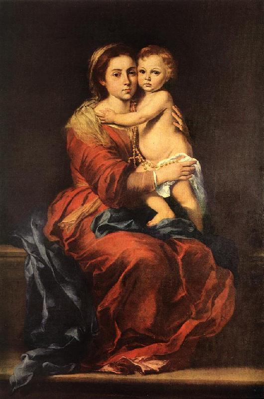 MURILLO, Bartolome Esteban Virgin and Child with a Rosary sg Sweden oil painting art